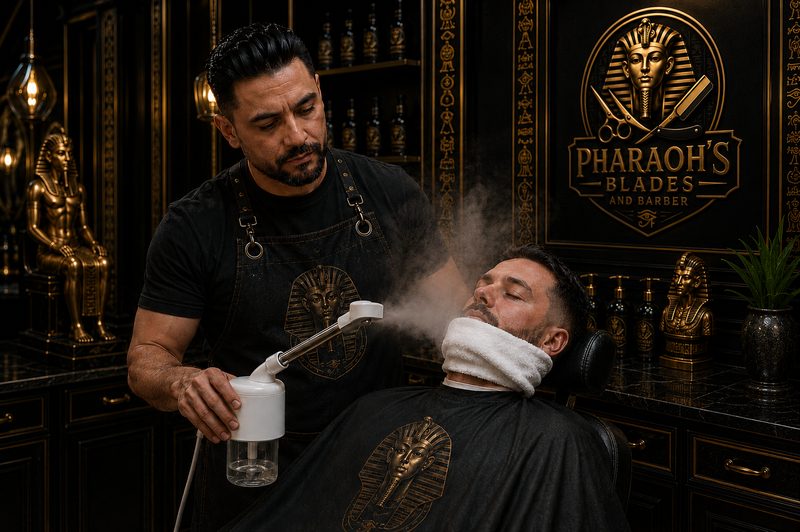 A relaxing hot towel shave at Pharaoh's Blades and Barber